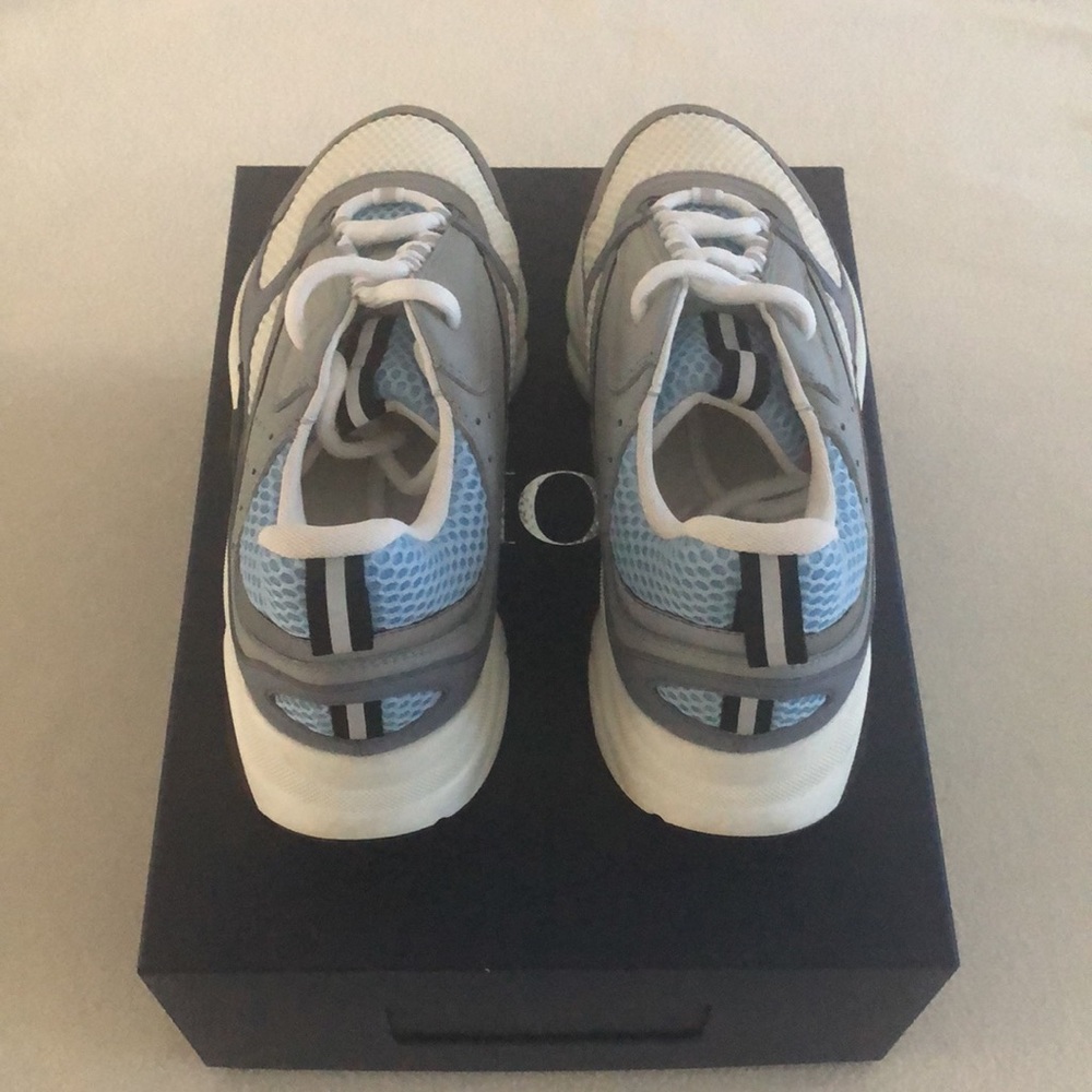 Dior B22 Sneaker White and Blue Technical Mesh and Gray Calfskin - Picture 4 of 16
